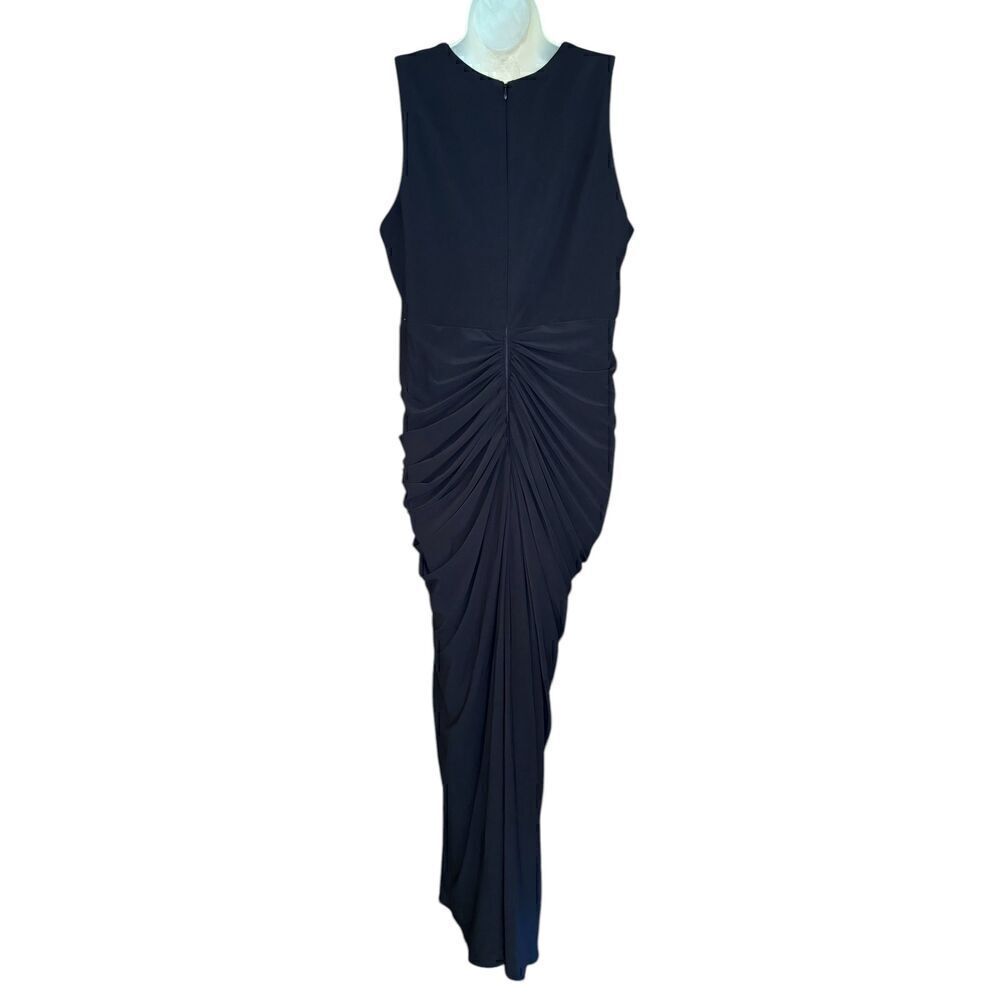 Betsy & Adam Ruched Ruffle Column Gown in Black NWOT Size 14W - Picture 6 of 7